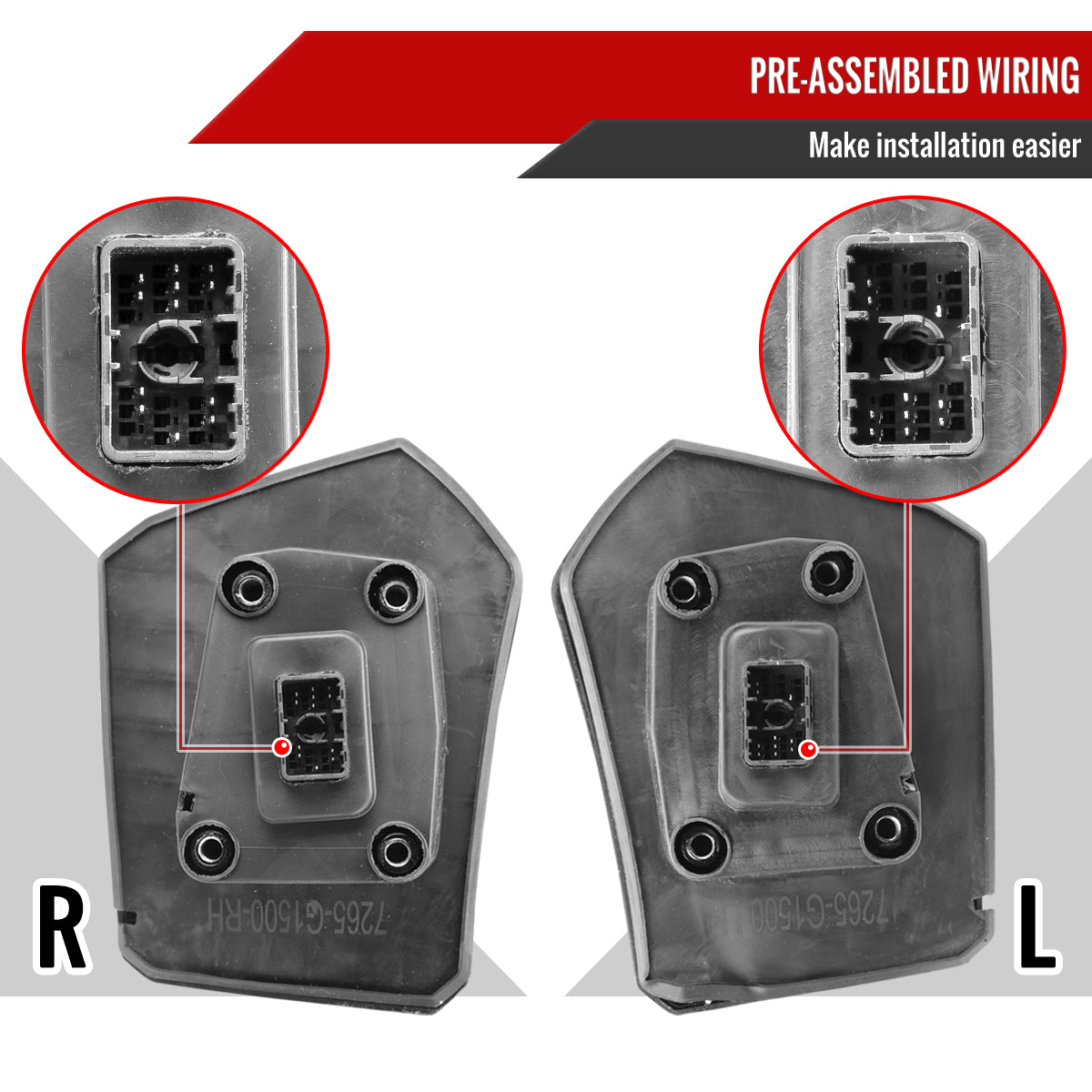2019-2024 GMC Sierra 1500 Power Adjustable, Heated, & Manual Extendable Black Towing Mirrors w/ Smoked Lens LED Turn Signal & Clearance Lights