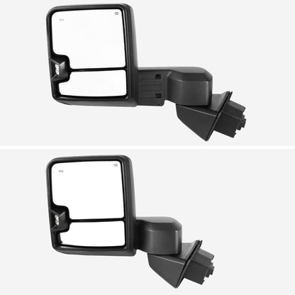 2019-2024 GMC Sierra 1500 Power Adjustable, Heated, & Manual Extendable Black Towing Mirrors w/ Clear Lens LED Turn Signal & Clearance Lights