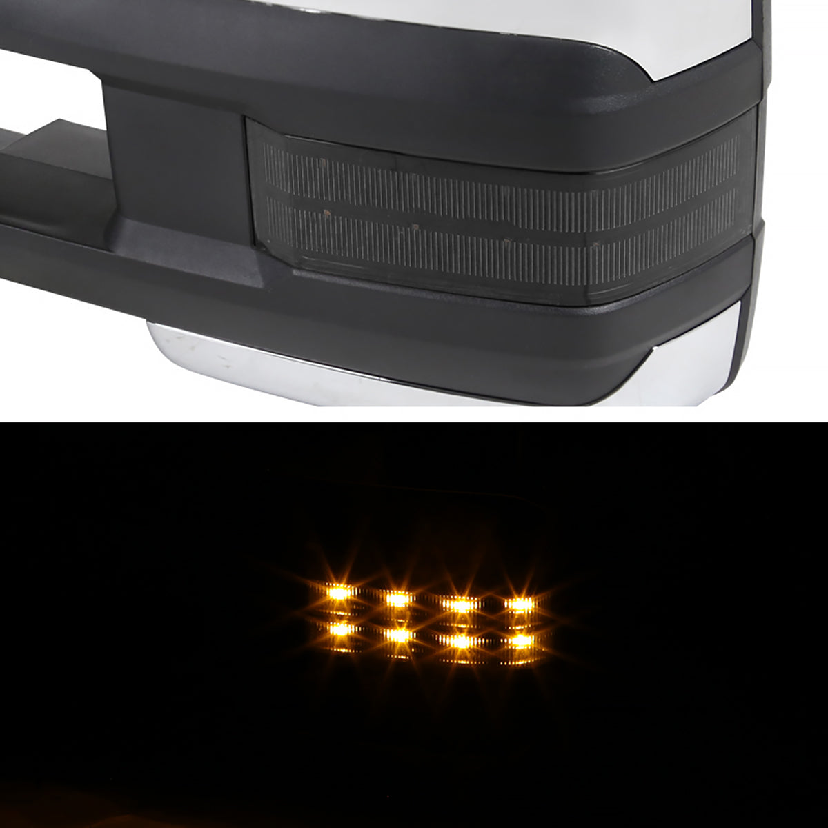 2002-2007 Chevrolet Silverado/Suburban/Tahoe/Avalanche GMC Sierra/Yukon/Yukon XL Power Heated Chrome Towing Mirrors w/ Smoked Lens LED Turn Signal & Clearance Lights