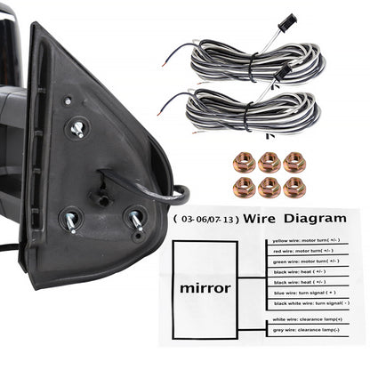 2007-2014 Chevrolet Silverado/Suburban/ GMC Sierra/Yukon/Yukon XL Power Adjustable, Heated, & Manual Extendable Chrome Towing Mirrors w/ Smoked Lens LED Turn Signal & Clearance Lights