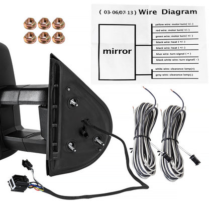 2007-2014 Chevrolet Silverado/Suburban/Avalanche/Tahoe GMC Sierra/Yukon/Yukon XL Power Heated Towing Mirrors w/ Smoked Lens LED Turn Signal & Clearance Lights