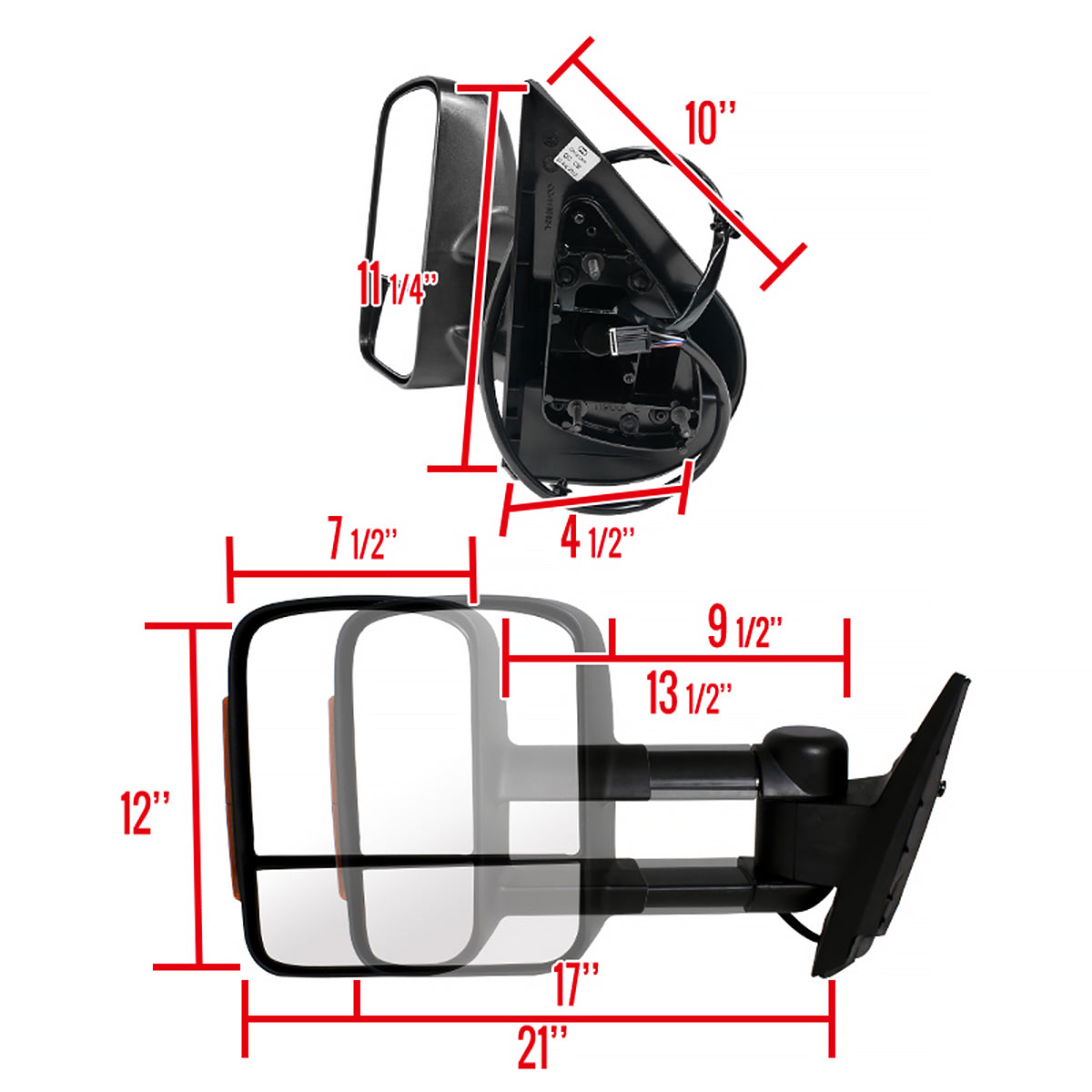 2007-2014 Chevrolet Silverado/Suburban/Avalanche/Tahoe GMC Sierra/Yukon/Yukon XL Power Heated Towing Mirrors w/ Smoked Lens LED Turn Signal Lights