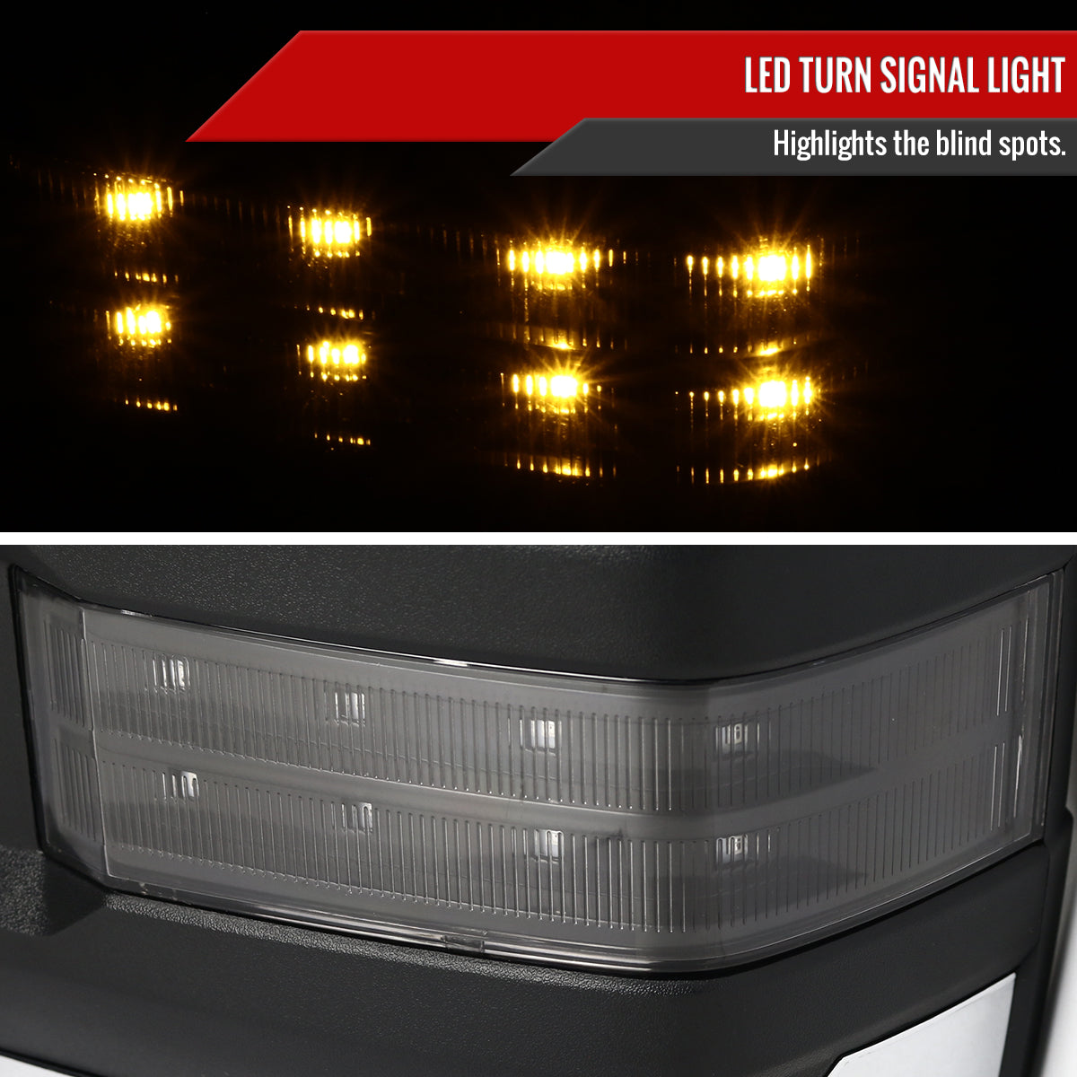 2014-2016 Chevrolet Silverado/GMC Sierra Power Heated ATS Manual Extendable Chrome Towing Mirrors w/ Smoked Lens LED Turn Signal & Clearance Lights