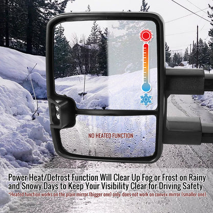 2014-2016 Chevrolet Silverado/GMC Sierra Power Heated ATS Manual Extendable Chrome Towing Mirrors w/ Smoked Lens LED Turn Signal & Clearance Lights
