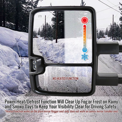 2014-2018 Chevrolet Silverado/ GMC Sierra Power Adjustable, Folding, Heated, & Manual Extendable Black Towing Mirrors w/ Smoked Lens LED Turn Signal & Clearance Lights