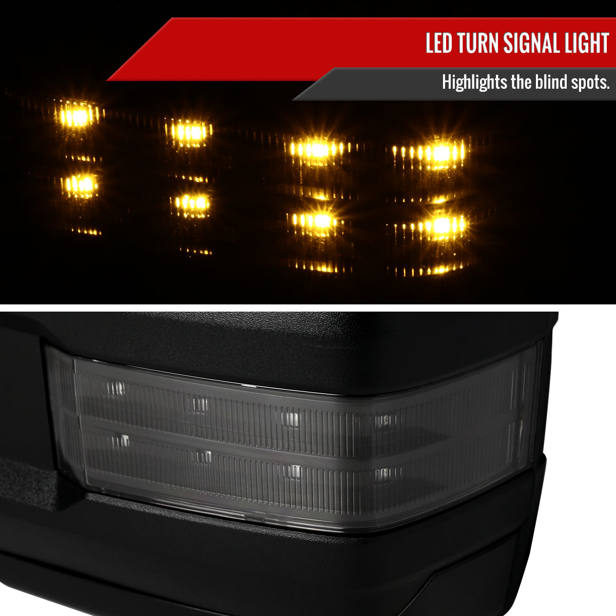 2014-2016 Chevrolet Silverado/GMC Sierra Power Heated ATS Manual Extendable Towing Mirrors w/ Smoked Lens LED Turn Signal & Clearance Lights