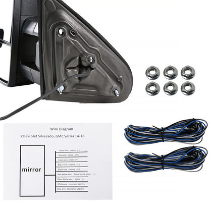 2014-2018 Chevrolet Silverado/GMC Sierra Power Adjustable, Heated, & Manual Extendable Towing Mirrors w/ Smoked Lens LED Signal & Clearance Lights