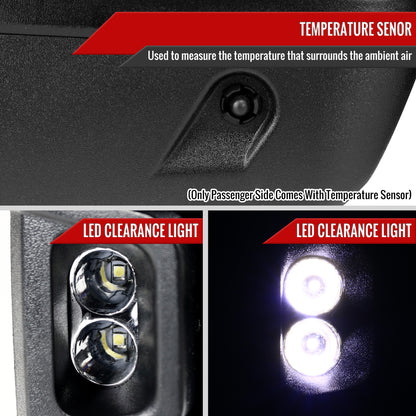 2014-2016 Chevrolet Silverado/GMC Sierra Power Heated ATS Manual Extendable Towing Mirrors w/ Amber Lens LED Turn Signal & Clearance Lights