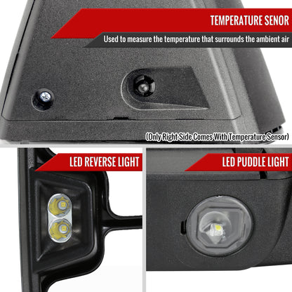 2019-2023 Chevrolet Silverado 1500 Power Adjustable, Heated, & Manual Extendable Chrome Towing Mirrors w/ Smoked Lens LED Turn Signal & Clearance Lights