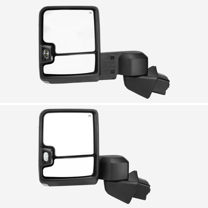 2019-2023 Chevrolet Silverado 1500 Power Adjustable, Heated, & Manual Extendable Chrome Towing Mirrors w/ Clear Lens LED Turn Signal & Clearance Lights