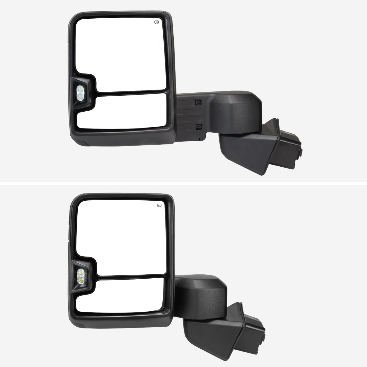 2019-2023 Chevrolet Silverado 1500 Power Adjustable, Heated, & Manual Extendable Black Towing Mirrors w/ Smoked Lens LED Turn Signal & Clearance Lights