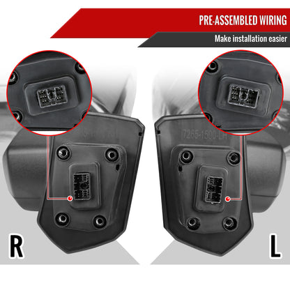 2019-2023 Chevrolet Silverado 1500 Power Adjustable, Heated, & Manual Extendable Black Towing Mirrors w/ Smoked Lens LED Turn Signal & Clearance Lights