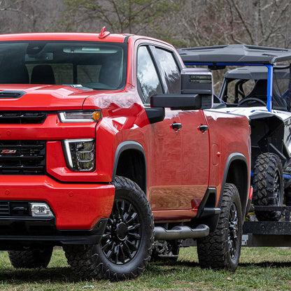 2020-2024 Chevrolet Silverado/GMC Sierra 2500HD/3500HD Power Adjustable, Heated, & Manual Extendable Chrome Towing Mirrors w/ Smoked Lens LED Turn Signal & Clearance Lights