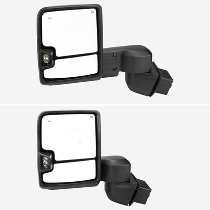 2020-2024 Chevrolet Silverado/GMC Sierra 2500HD/3500HD Power Adjustable, Heated, & Manual Extendable Chrome Towing Mirrors w/ Clear Lens LED Turn Signal & Clearance Lights
