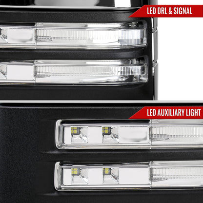 2020-2024 Chevrolet Silverado/GMC Sierra 2500HD/3500HD Power Adjustable, Heated, & Manual Extendable Chrome Towing Mirrors w/ Clear Lens LED Turn Signal & Clearance Lights
