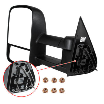 1999-2007 Chevrolet Silverado/Tahoe/Suburban GMC Sierra/Yukon XL Manual Adjustable & Extendable Black Cover Towing Mirrors