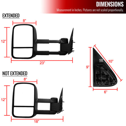 1999-2007 Chevrolet Silverado/Tahoe/Suburban GMC Sierra/Yukon XL Manual Adjustable & Extendable Black Cover Towing Mirrors