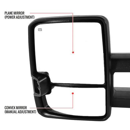 1999-2002 Chevrolet Silverado/Tahoe/Suburban/Avalanche GMC Sierra/Yukon/Yukon XL Power Heated Manual Extendable Towing Mirrors w/ Smoked Lens LED Turn Signal & Clearance Lights