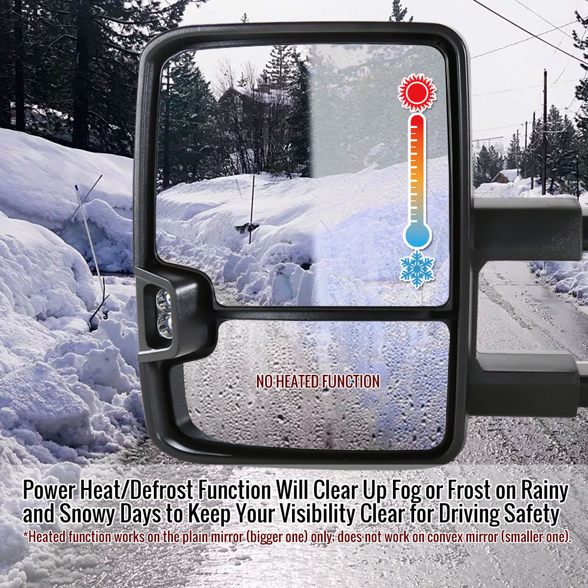 1999-2002 Chevrolet Silverado/Tahoe/Suburban/Avalanche GMC Sierra/Yukon/Yukon XL Power Heated Manual Extendable Towing Mirrors w/ Smoked Lens LED Turn Signal & Clearance Lights