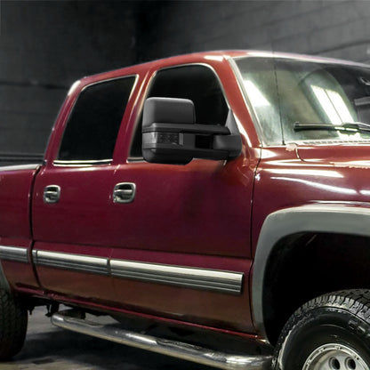 1999-2002 Chevrolet Silverado/Tahoe/Suburban/Avalanche GMC Sierra/Yukon/Yukon XL Power Heated Manual Extendable Towing Mirrors w/ Smoked Lens LED Turn Signal & Clearance Lights