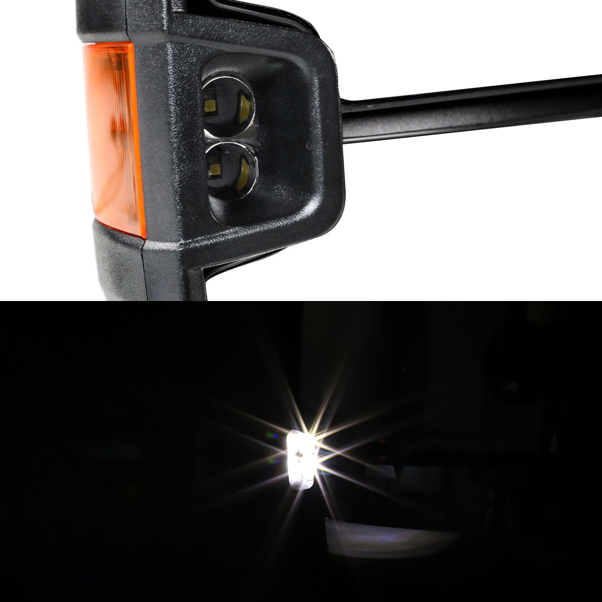 1999-2002 Chevrolet Silverado/Tahoe/Suburban/Avalanche GMC Sierra/Yukon/Yukon XL Power Heated Manual Extendable Towing Mirrors w/ Amber Lens LED Turn Signal & Clearance Lights