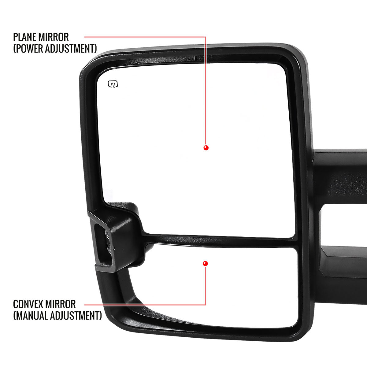 1999-2002 Chevrolet Silverado/Tahoe/Suburban/Avalanche GMC Sierra/Yukon/Yukon XL Power Heated Manual Extendable Towing Mirrors w/ Amber Lens LED Turn Signal & Clearance Lights