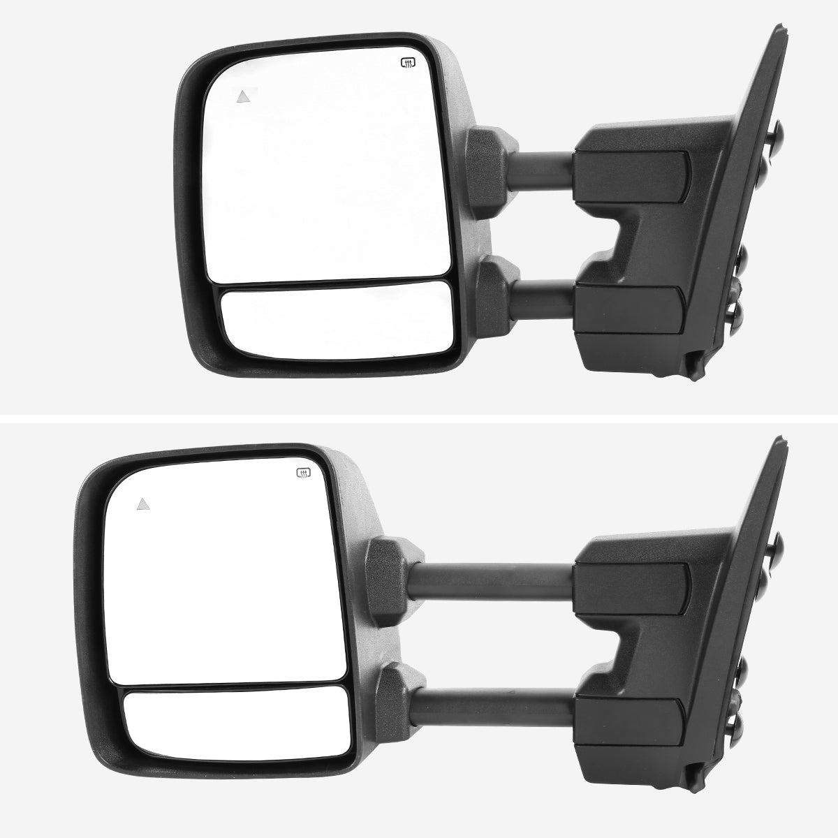 2016-2022 Nissan Titan Power Adjustable, BSM, & Manually Extendable Chrome Towing Mirrors with Clear Lens LED Turn Signal & Puddle Lights