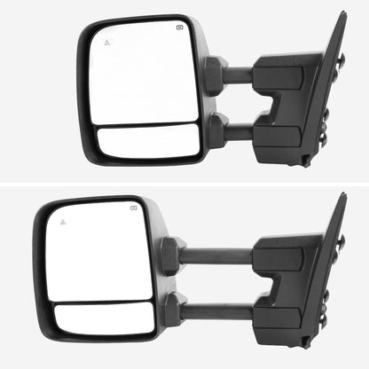 2016-2022 Nissan Titan Power Adjustable, BSM, & Manually Extendable Chrome Towing Mirrors with Clear Lens LED Turn Signal & Puddle Lights