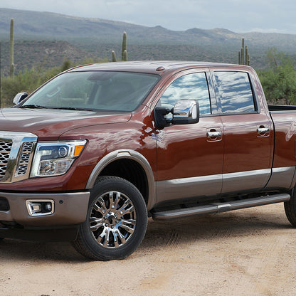 2016-2022 Nissan Titan Power Adjustable, BSM, Memory Fuction, & Manually Extendable Chrome Towing Mirrors with Clear Lens LED Turn Signal & Puddle Lights
