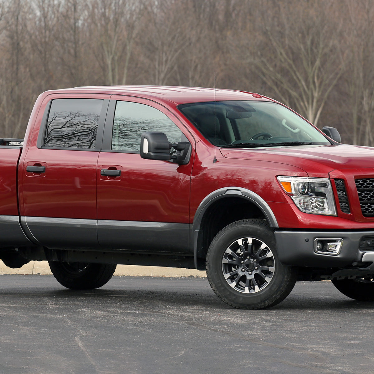 2016-2022 Nissan Titan Power Adjustable, BSM, Memory Fuction, & Manually Extendable Black Towing Mirrors with Clear Lens LED Turn Signal & Puddle Lights