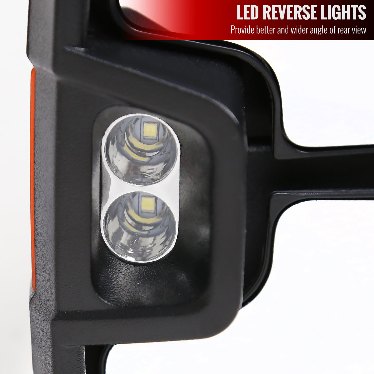 2007-2017 Toyota Tundra/ 2008-2017 Sequoia Chrome Power Heated BSM Manual Extendable Towing Mirrors w/ Amber Lens LED Turn Signal & Clearance Lights