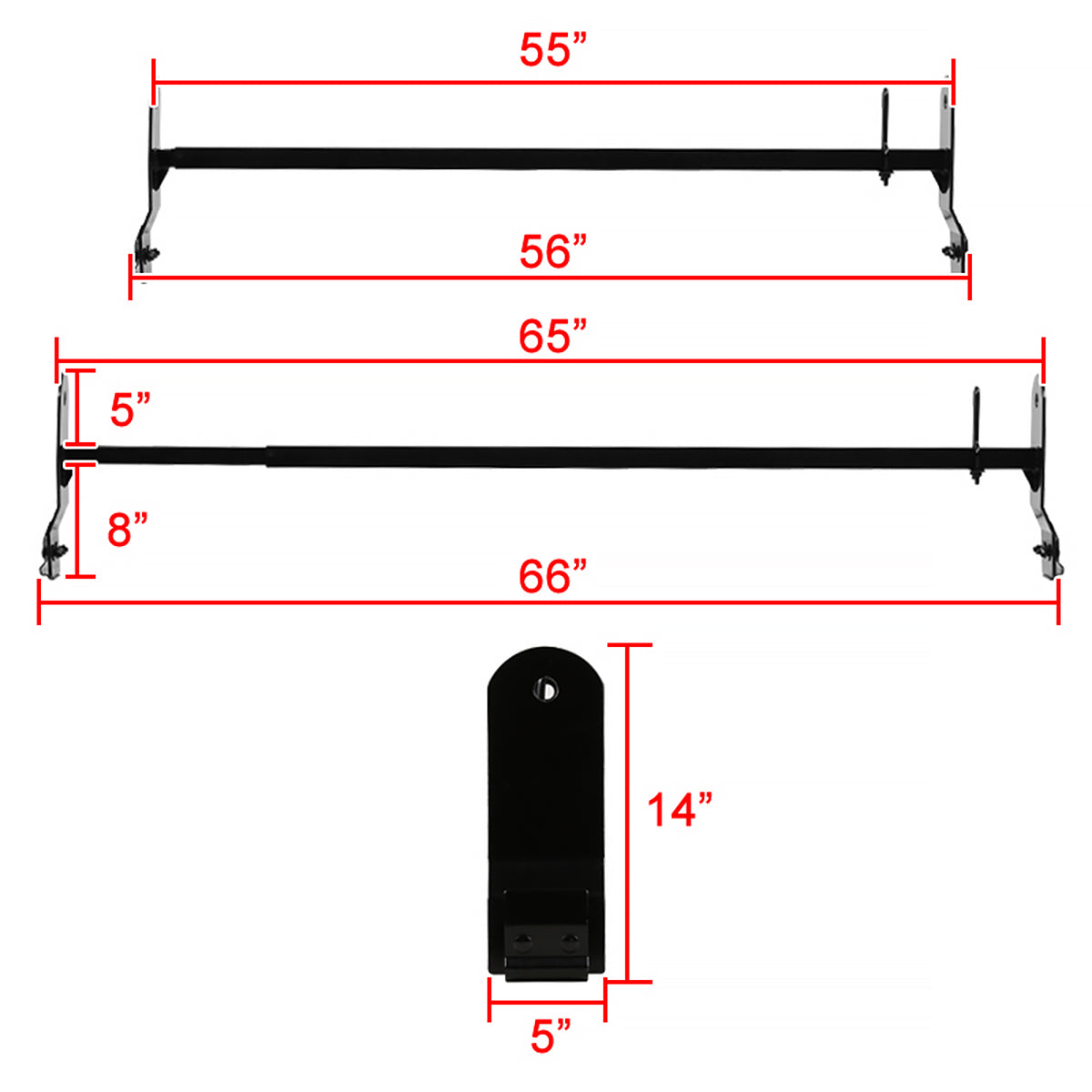 2003-2024 Chevrolet Express/ GMC Savana/ Ford E Series Glossy Black Roof Rack Ladder Rack Bars