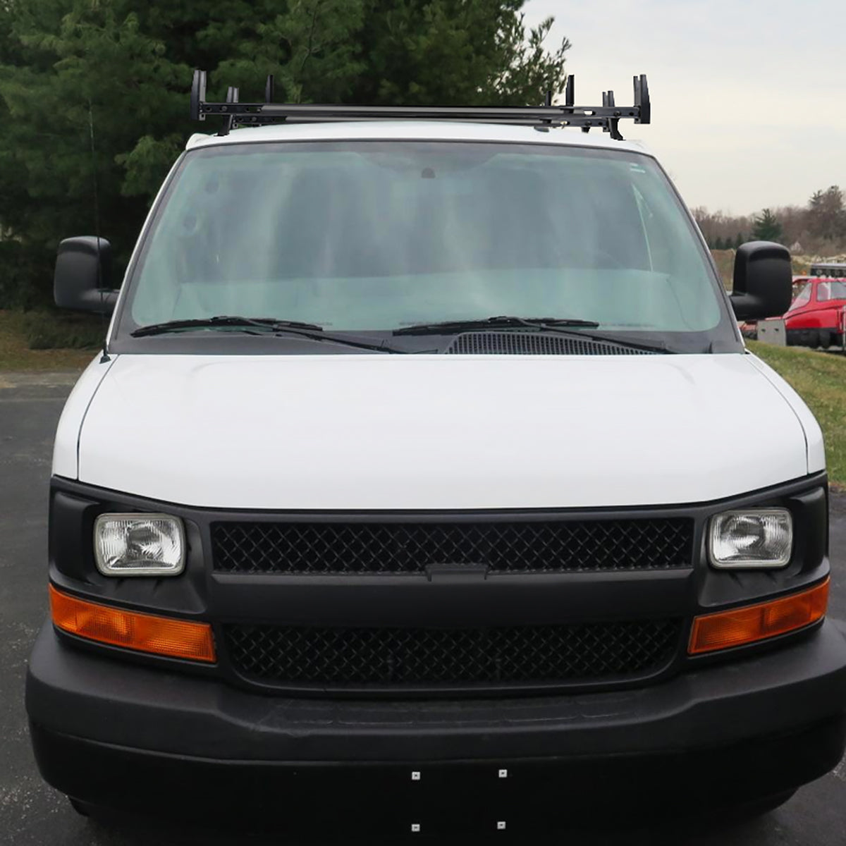 2010-2019 Ford Transit/Nissan NV Glossy Black Steel 3 Bar Roof Ladder Racks