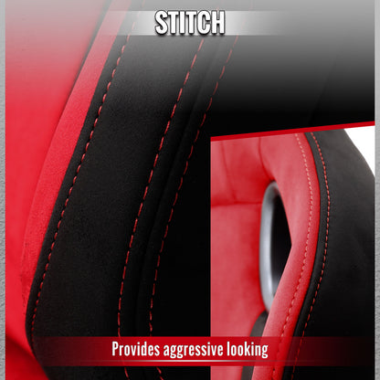 RACING SEAT - BRIGHT RED SUEDE BLACK SUEDE WITH DOUBLE RED STITCH-RIGHT