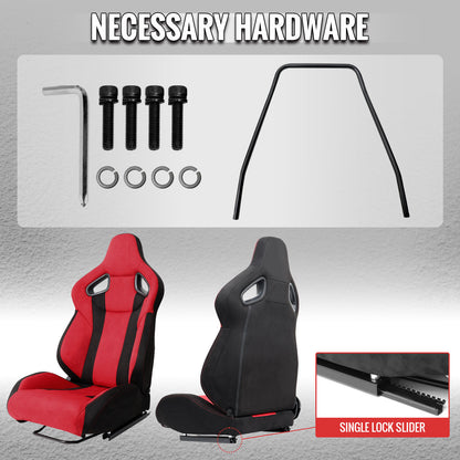 RACING SEAT - BRIGHT RED SUEDE BLACK SUEDE WITH DOUBLE RED STITCH-RIGHT