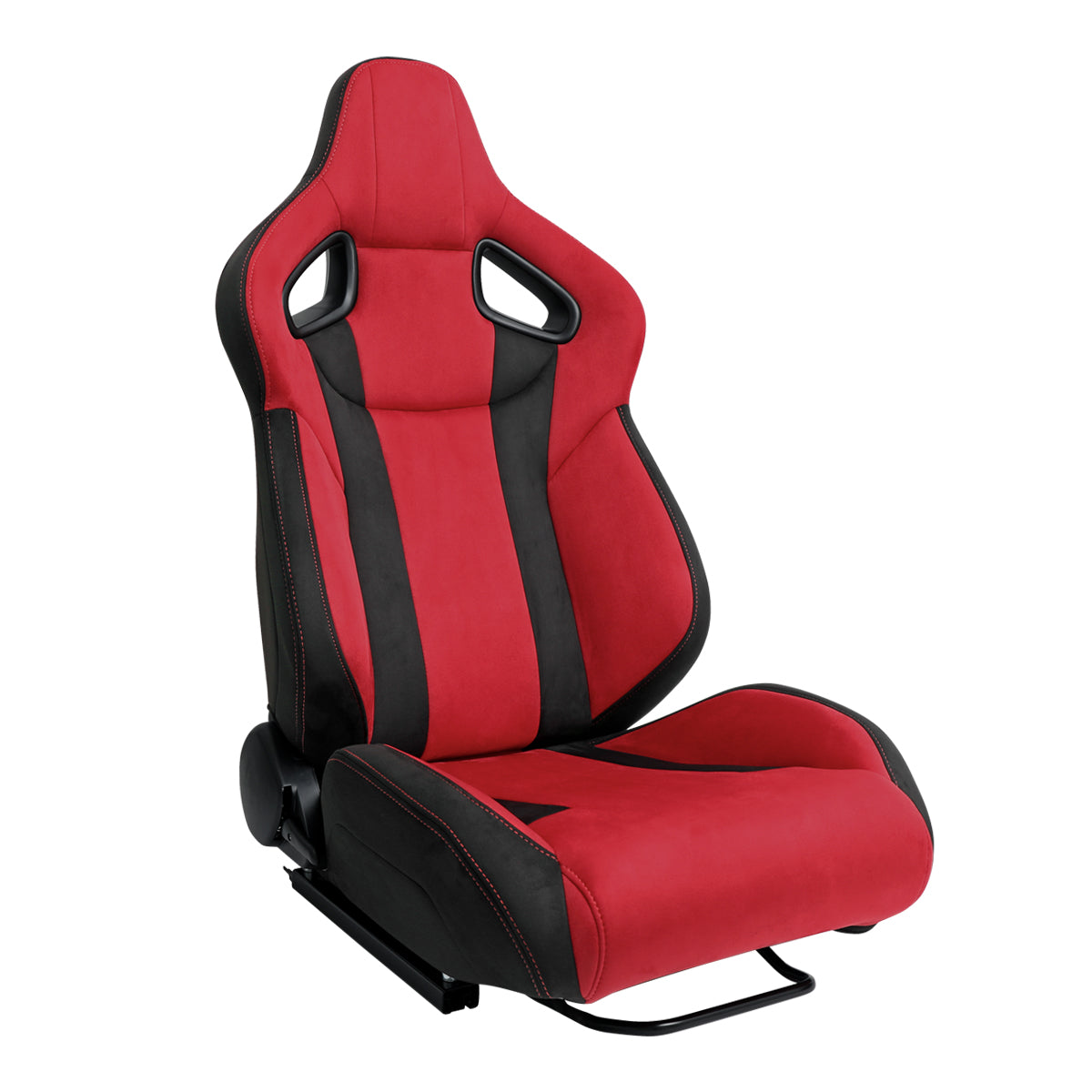 RACING SEAT - BRIGHT RED SUEDE BLACK SUEDE WITH DOUBLE RED STITCH-RIGHT
