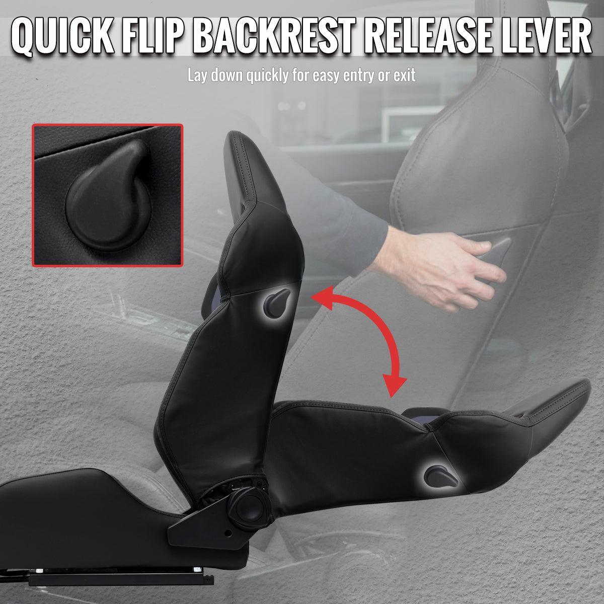 RACING SEAT - BLACK PU LEATHER AND CHARCOAL GRAY SUEDE WITH DOUBLE BLACK STITCH