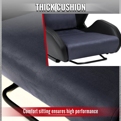 RACING SEAT - BLACK PU LEATHER AND CHARCOAL GRAY SUEDE WITH DOUBLE BLACK STITCH