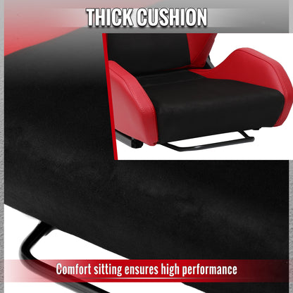 RACING SEAT - RED PU LEATHER AND CHARCOAL GRAY SUEDE WITH DOUBLE RED STITCH