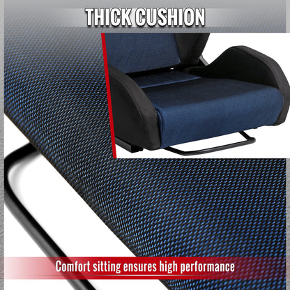 RACING SEAT - BLACK SUEDE AND BLUE BIRD-EYE MESH CLOTH WITH DOUBLE BLACK STITCH