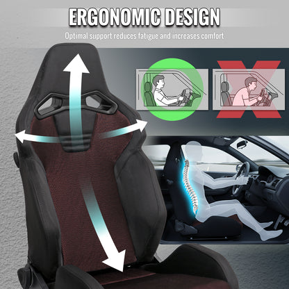 RACING SEAT - BLACK SUEDE AND RED BIRD EYE MESH CLOTH WITH DOUBLE BLACK STITCH