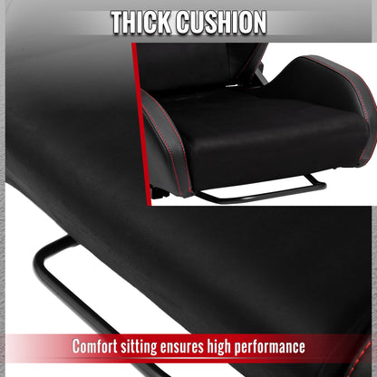 RACING SEAT - BLACK PU AND BLACK SUEDE WITH DOUBLE BLACK STITCH
