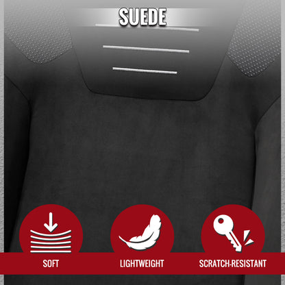 RACING SEAT - BLACK SUEDE W DOUBLE RED STITCH