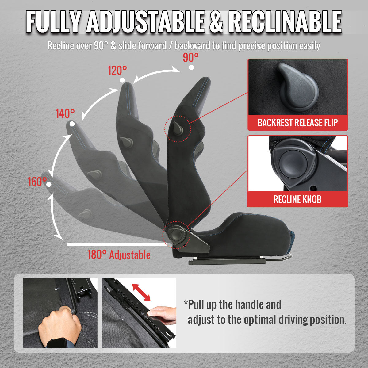 RACING SEAT - BLACK SUEDE AND BLUE BIRD-EYE/CLOTH WITH DOUBLE BLUE STICH
