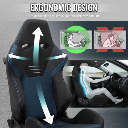 RACING SEAT - BLACK SUEDE AND BLUE BIRD-EYE/CLOTH WITH DOUBLE BLUE STICH