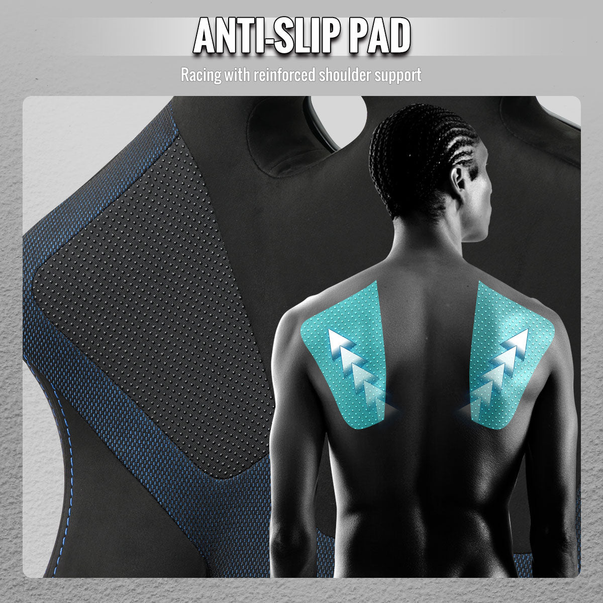 RACING SEAT - BLACK SUEDE AND BLUE BIRD-EYE/CLOTH WITH DOUBLE BLUE STICH