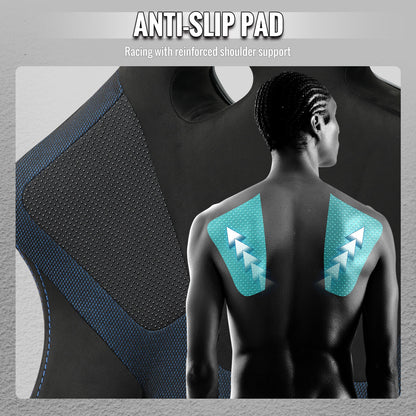 RACING SEAT - BLACK SUEDE AND BLUE BIRD-EYE/CLOTH WITH DOUBLE BLUE STICH