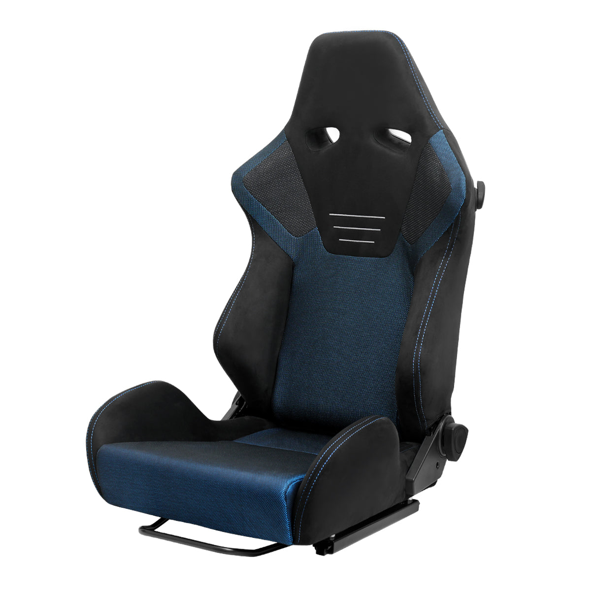 RACING SEAT - BLACK SUEDE AND BLUE BIRD-EYE/CLOTH WITH DOUBLE BLUE STICH