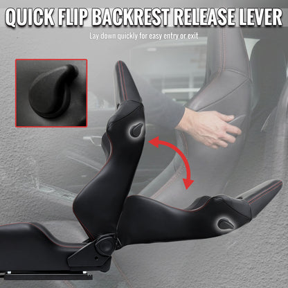 RACING SEAT - BLACK PU NAPPA WITH DOUBLE RED STITCH