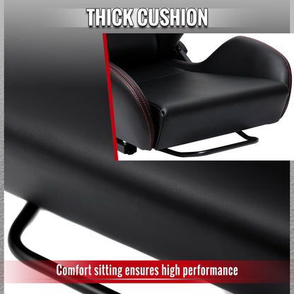 RACING SEAT - BLACK PU NAPPA WITH DOUBLE RED STITCH